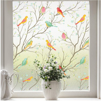 Coavas Stained Glass Window Film, Decorative Frosted Glass Window Privacy Film, Static Cling Non-Adhesive Window Sticker For Front Door Bathroom Heat Control Anti Uv,23 X 78.7 Inch
