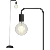 Qimh Industrial Floor Lamp With Light Bulb,Metal Tall Standing Lamp,Tall Modern Black Led Floor Lamp For Home Decor,Bedroom,Reading,Office