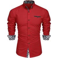 Coofandy Men's Fashion Slim Fit Dress Shirt Casual Shirt, 01-Red, Large