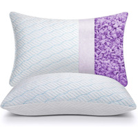 Wishsmile Cooling King Size Pillows, Pillow King Size Set Of 2 Shredded Memory Foam, Cool Cold For Sleeping With Zipper, Adjustable Firmness To Hot, Side, Back And Stomach Sleepers, 2 Pack, 20X36