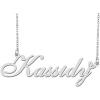 Aoloshow Stainless Steel Silver Kassidy Heart Name Necklace Charm Pendant Jewelry For Mom Best Friends