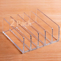Halyuhn Acrylic Desk Organizer For Sorting Mail, Business Card 2 Pack, 5 Slot Mail Organizer Countertop, Clear Bill Money Divider For Cash Envelope, Acrylic Cell Phone Divider Holder For Charging