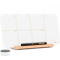 Desktop Glass Weekly Planner Whiteboard With Detachable Wood Stand,Small Portable Dry Erase Calendar To Do List White Board 12X6 For Office, Home, Schools, Marker&Eraser Included, Yeoux