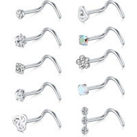 Briana Williams Nose Rings For Women 20G Nose Rings Men 2Mm Nose Stud Screw Nose Rings Silver Rose Gold Corkscrew Nose Ring Screw Nose Rings Stud Nostril Nose Piercing Jewelry