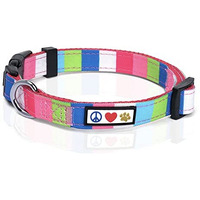 Pawtitas Multicolor Dog Collar Puppy Collar Pet Collar Multicolor Dog Collar Large Dog Collar White / Teal / Green / Pink Dog Collar