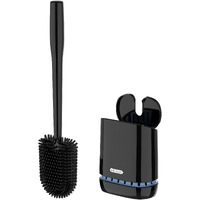Mrsiga Toilet Bowl Brush And Holder, Durable And Flexible Bristles, Wall Mounted Toilet Brush For Bathroom Cleaning, Black, 1 Pack