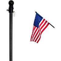 Anley 56 "" Pine Wooden House Flagpole - For Sleeve House Flags (28 "" X 40 "") - Wood Flag Pole With Tangle Free Design, Rotating Rings And Anti-Wrap Tube (Black)