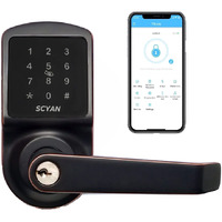 Smart Door Lock, Keyless Door Lock, Scyan X2 Handle Lock With Touchscreen Keypad Access, Auto Locking, For Home, Office, Airbnb, Rental House (Aged Bronze)