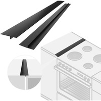 2 Pack Silicone Stove Counter Gap Cover, 25 Inch Long Kitchen Counter Gap Filler, Long Gap Filler Seals Spills Between Counter, Stovetop, Oven, Washing Machine And Kitchen Appliances (Black)