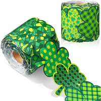 Spiareal 68.9 Feet Shamrock Border Bulletin Board Border Flower Beach Sun Eucalyptus Paw Flag Hat Balloon Sailboat For Classroom Boards Wall Decor