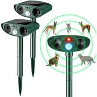 Kittmip Ultrasonic Animal Repellent Outdoor Solar Powered Pest Repeller Motion Activated Cat Dog Deterrent Waterproof Motion Sensor For Squirrels Raccoon Rabbit Fox, Garden Yard Farm(Green, 2 Pieces)