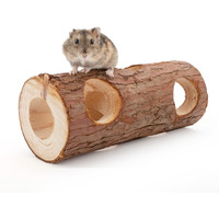 Niteangel Natural Wooden Hamster Mouse Tunnel Tube Toy Forest Hollow Tree Trunk