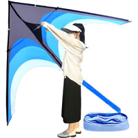 Kaiciuss Huge Delta Kite For Adults Easy To Fly, 9 Ft Giant Single Line Kite, Extra Large Beach Kite With 30M Kite Tail And 300Ft Kite Handle (Blue)