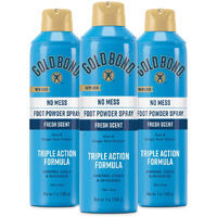 Gold Bond No Mess Talc-Free Foot Powder Spray, 7 Oz., Fresh Scent, With A Triple Action Formula