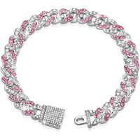 9Inch Glitter Dog Chain Collar Pink Silver Diamond Dog Collars Cuban Girl Dog Chains Necklace Puppy Pet Metal Link Chain With Buckle Christmas Pet Jewelry Accessories Chain For Small Dogs Cats