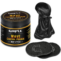 Natural Wave Pomade For Men Strong Hold, Easy Wash 360 Wave Training Hair Cream, Waves Grease For Men Promotes Layered Waves, Moisture, Control And Silky Shine (Wave Pomade+Wave Brushes*2+ Silky Durag)