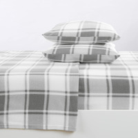 Great Bay Home Super Soft King Plaid Grey Micro Fleece Sheet Set | Cozy, Warm, Durable, Breathable, And Fluffy Bed Sheets | Microfleece Winter Sheets In Plaid | Christina Collection