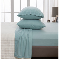 Great Bay Home Super Soft Queen Cloud Blue Micro Fleece Sheet Set | Cozy, Warm, Durable, Breathable, And Fluffy Bed Sheets | Microfleece Winter Sheets In Solid Colors | Christina Collection