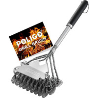 Poligo 18 "" Grill Cleaner Brush Safe Grill Brush And Scraper Bristle Free - Stainless Steel Bbq Brush For Grill Cleaning - Wireless Grill Brush With Bbq Scraper For Grill - Gifts For Grill Wizard
