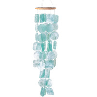 Solange & Frances Wind Chimes For Outside - Unique Aqua Sea Glass Capiz Shells Windchime For Outdoors. 26 Inch Garden Decor Makes A Great Gift For Women Who Have Everything.