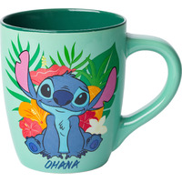 Silver Buffalo Lilo And Stitch Tropical Ohana Sitting Jumbo Curved Ceramic Mug, 25-Ounces