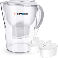 Hskyhan Water Filter Pitcher Alkaline - 35 Liters Improve Ph, 2 Filters Included, Bpa Free, 7 Stage Filteration System To Purifier, White