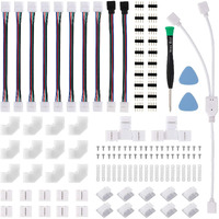 Led Strip Light Connector Kit, Led Strip Accessories Set For 5050 4 Pin 10Mm Rgb Led Light Strips With Connectors Clips And Tools