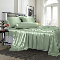Treely 6 Piece Satin Sheets Full Size Silky Smooth Sage Green Satin Sheet Set With Deep Pocket, Satin Fitted Sheet, Flat Sheet, 4 Satin Pillowcase