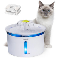 Loomla Cat Water Fountain, 85Oz/2.5L Pet Water Fountain Indoor, Automatic Dog Water Dispenser With Switchable Led Lights, 2 Replacement Filters For Cats, Dogs, Pets (White)