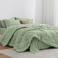 Love 's Cabin Queen Comforter Set Sage, 7 Pieces Queen Bed In A Bag, All Season Queen Bedding Sets With 1 Comforter, 1 Flat Sheet, 1 Fitted Sheet, 2 Pillowcase And 2 Pillow Sham