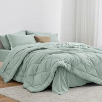 Love 's Cabin King Size Comforter Set Aqua, 7-Piece King Bed In A Bag, All Season Bedding Set With 1 Comforter, 1 Flat Sheet, 1 Fitted Sheet, 2 Pillowcases And 2 Pillow Shams