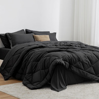 Love 's Cabin King Size Comforter Set - Black, 7-Piece King Bed In A Bag, All Season Bedding Set With 1 Comforter, 1 Flat Sheet, 1 Fitted Sheet, 2 Pillowcases And 2 Pillow Shams
