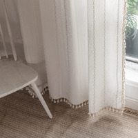Bclbuste Boho Curtains Semi-Blackout Window Curtains 84 Inch 2 Pannels For Living Room, Linen Tassels Farmhouse Curtains With Embroidery For Bedroom Rod Pocket Draperies 52"" W X 84""