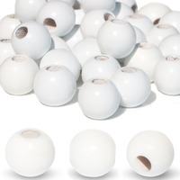 240Pcs White Wood Beads 16 Mm/0.63 Inch Hole:6Mm For Craft Large Hole Wood Beads For Art Work (White)