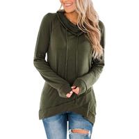 Fallorchid Womens Cowl Neck Tunic Tops Long Sleeve Pullovers Casual Drawstring Sweatshirts Army Green