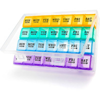 Xl Large Monthly Pill Organizer 4 Weeks, 28 Day Pill Box Organizer Weekly, Big Compartment Pill Box With Travel Case, 7 Day Pill Dispenser 4 Times A Day, Medicine Organizer Box For Vitamin, Fish Oil