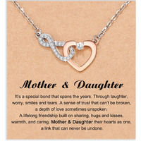 Shonyin Mother Daughter Necklace Mothers Day Gifts From Daughter Infinity Heart Pendant Necklace Jewelry For Women Mother In Law Mom Christmas Birthday Gift Present Stocking Stuffers For Mom