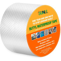 Sunll Butyl Sealant Tape 4 "" W X 33 'L, Upgraded Leak Proof Waterproof Butyl Duct Strip For Rv Repair, Window, Boat Sealing, Glass, Sun Room, Glazed Tile, Epdm Roof Patching, Silver