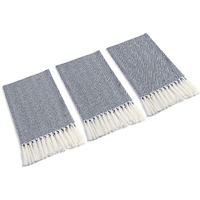 Mia'sdream Tassels Cotton Bath Hand Towel Set Kitchen Tea Towel Dish Towels Set Napkin Washcloth 3 Pack 16Inch X 24Inch (Blue)