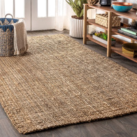 Jonathan Y Nrf102A-3 Pata Hand Woven Chunky Jute Indoor Area Rug Bohemian Farmhouse Easy Cleaning Bedroom Kitchen Living Room Non Shedding, 3 Ft X 5 Ft, Natural Color