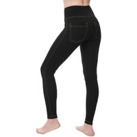 Nirlon Women's Jeggings High Waist Tummy Control Jean Leggings With Pockets (M, Blackjeans)