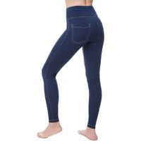 Nirlon Women's Jeggings High Waist Tummy Control Jean Leggings With Pockets (S, Jeans)