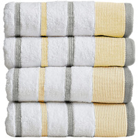 Great Bay Home Cotton, Striped Hand Towel Set (16 X 30 Inches) Oversized Decorative Luxury Hand Towels Noelle Collection (Set Of 4, Goldgrey)