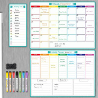 Maxgear Magnetic Calendar For Refrigerator, 16X12 Monthly And Weekly Dry Erase Fridge Whiteboard, Menu Schedule Planner Board, To-Do List, Notepad With 7 Markers,1 Eraser, And 1 Shopping List