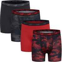 New Balance Boy's Underwear, Performance Boxer Briefs 4-Pack, Magnet Print/Team Red/Black/Team Red Print, X-Large