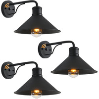Ptrworoa Dusk To Dawn Sensor Wall Sconce Outdoor Lighting Fixture, Industrial Outdoor Barn Light Matte Black Exterior Wall Sconce For Patio,Doorway,Porch,Entryway,Garage, 3 Pack