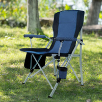 Outdoor Portable Camping Chair, Lightweight Folding Camping Chair, Heavy Duty Support 330 Lbs, High Back Padded Lawn Chair With Arm Rest Cup Holder And Portable Carrying Bag(Blue)