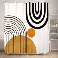 Komllex Boho Shower Curtain Modern Abstract Mid Century Shower Curtain Geometric Cute Sun Minimalist Aesthetic Semicircle Neutral Bath Accessories Fabric Waterproof Polyester 12 Pack Hook 72Wx72H Inch