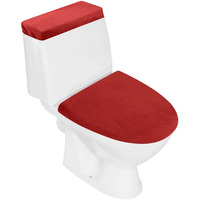 Stretch Velvet Toilet Lid Cover And Toilet Tank Lid Cover, Bathroom Super Soft Velvet Toilet Seat Cover Set Luxury Velvet Plush, With Elastic Bottom, Machine Wash, Red