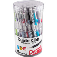 Pentel Quick Click Mechanical Pencil, (07Mm) Med Line, Canister, Assorted Colors (Adnpsv), 36-Pk (Pd217Pc36M)